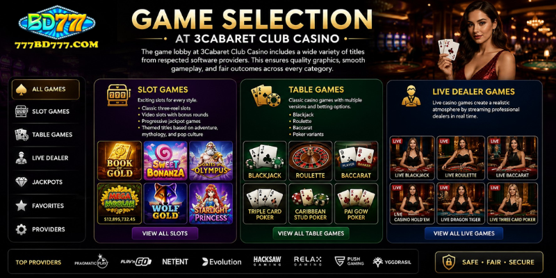 Game Selection at Cabaret Club Casino